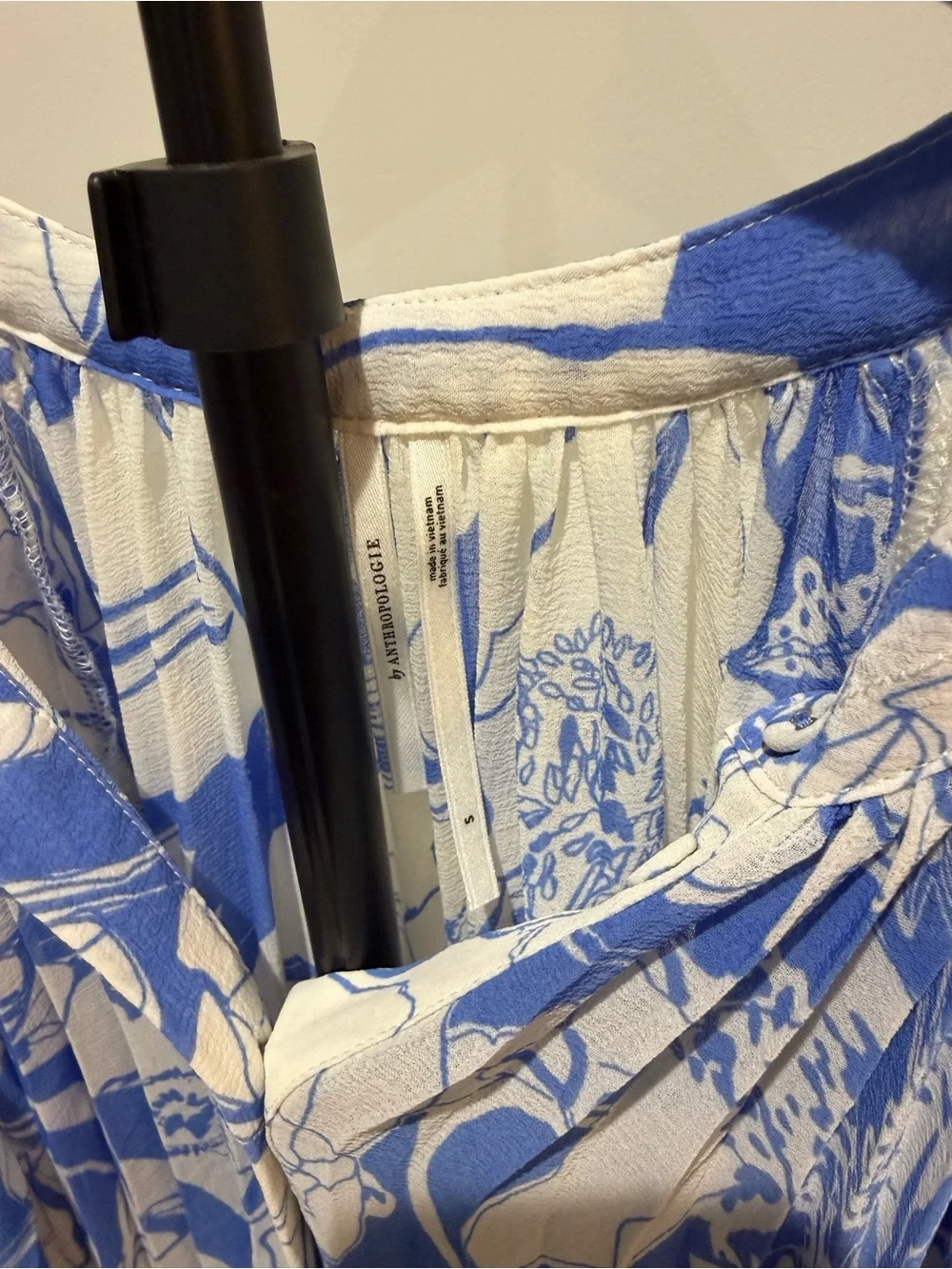 Anthropologie Blue and White Floral Midi Dress